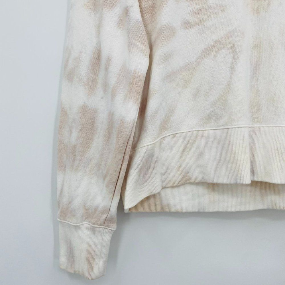 Madewell Size Small White & Cream Tie Dye Cropped Long Sleeve Sweatshirt Top - Picture 5 of 9
